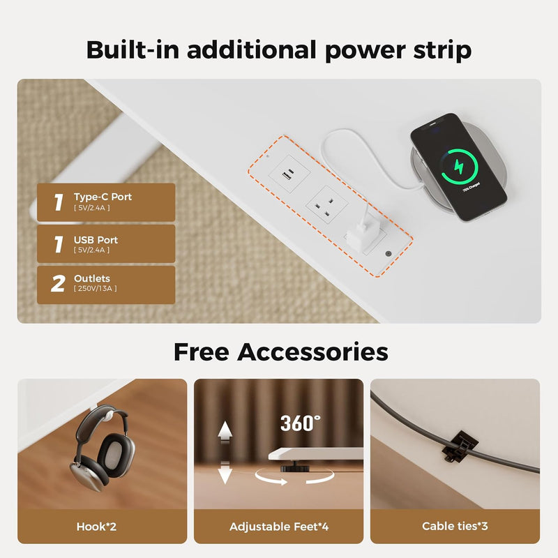 Electric Standing Desk LED Plug Movable Monitorstand