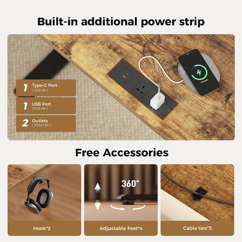 Electric Standing Desk LED Plug Movable Monitorstand