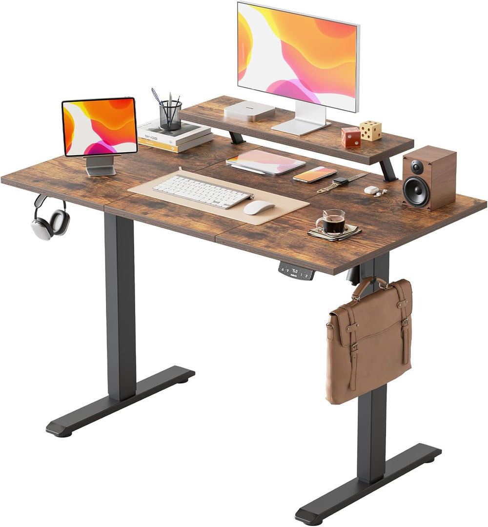 Electric Standing Desk with Movable Monitor Stand Height