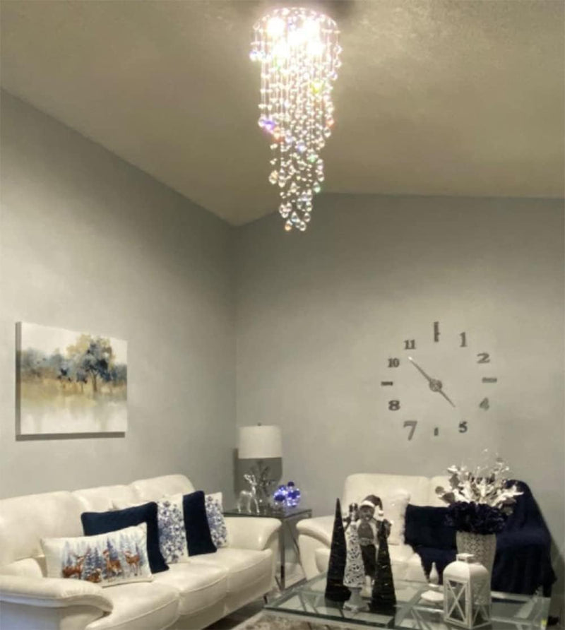 Elegant Spiral Crystal Chandelier Lights Clear K9 Raindrop