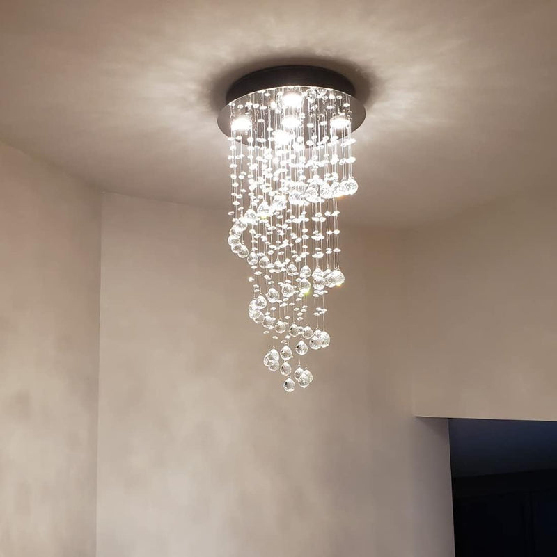 Elegant Spiral Crystal Chandelier Lights Clear K9 Raindrop