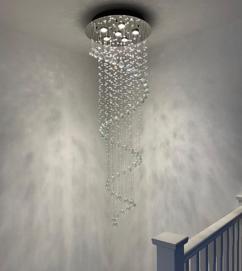 Elegant Spiral Crystal Chandelier Lights Clear K9 Raindrop
