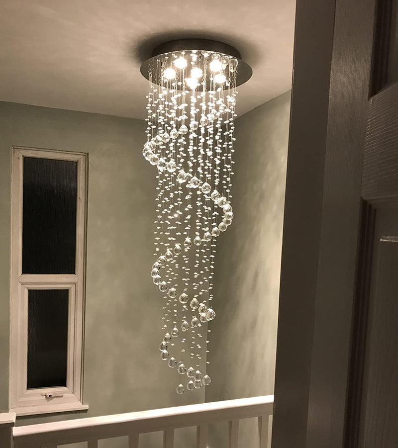Elegant Spiral Crystal Chandelier Lights Clear K9 Raindrop