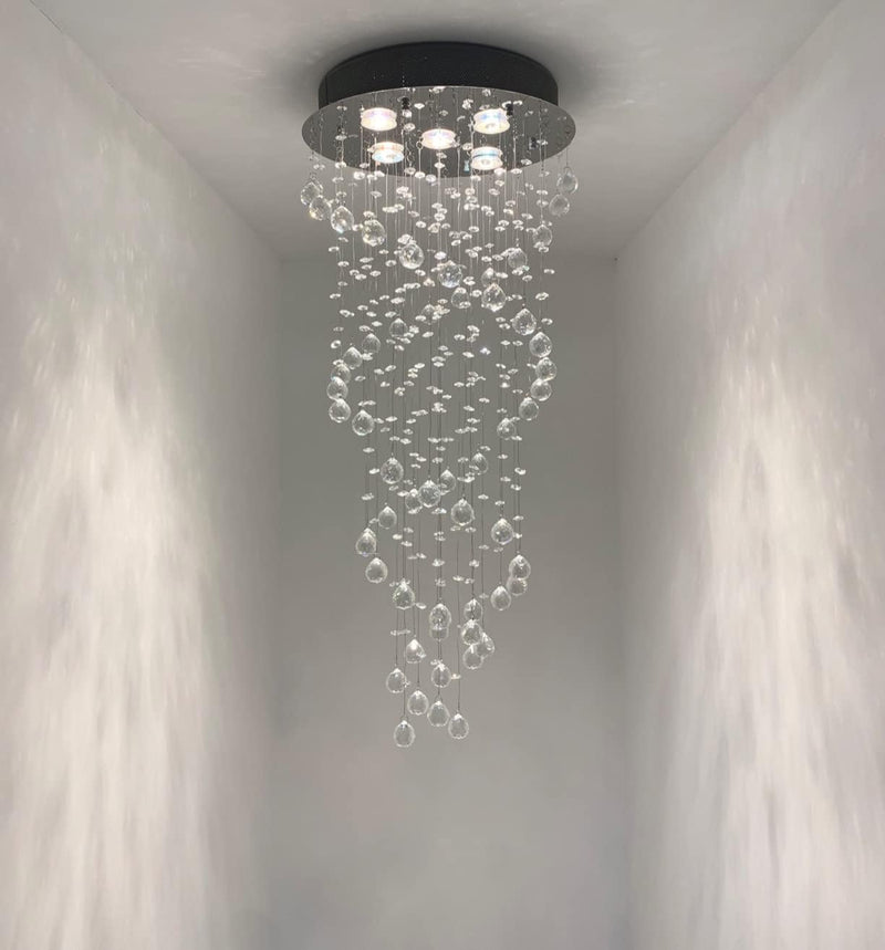 Elegant Spiral Crystal Chandelier Lights Clear K9 Raindrop