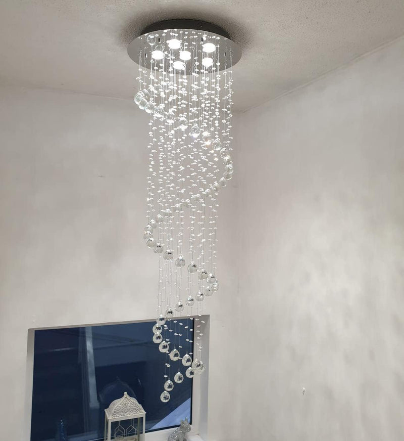 Elegant Spiral Crystal Chandelier Lights Clear K9 Raindrop