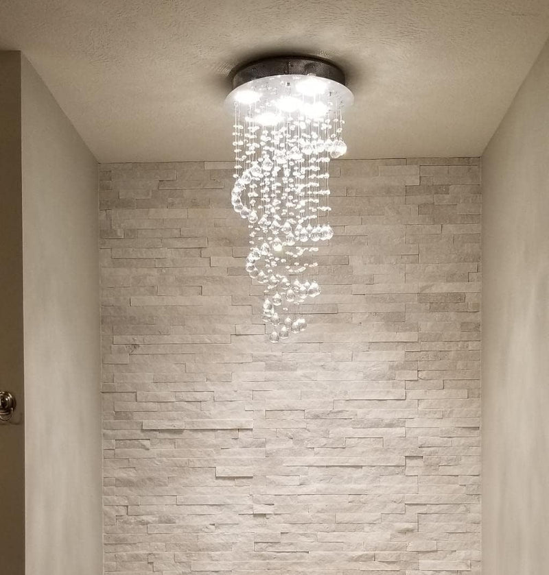 Elegant Spiral Crystal Chandelier Lights Clear K9 Raindrop
