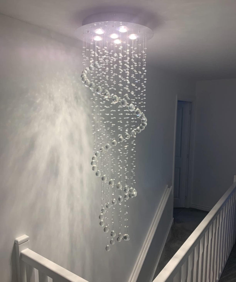 Elegant Spiral Crystal Chandelier Lights Clear K9 Raindrop