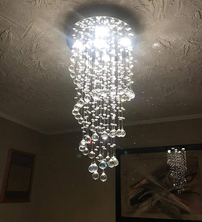 Elegant Spiral Crystal Chandelier Lights Clear K9 Raindrop