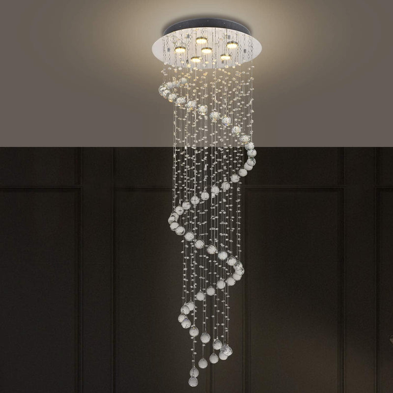 Elegant Spiral Crystal Chandelier Lights Clear K9 Raindrop
