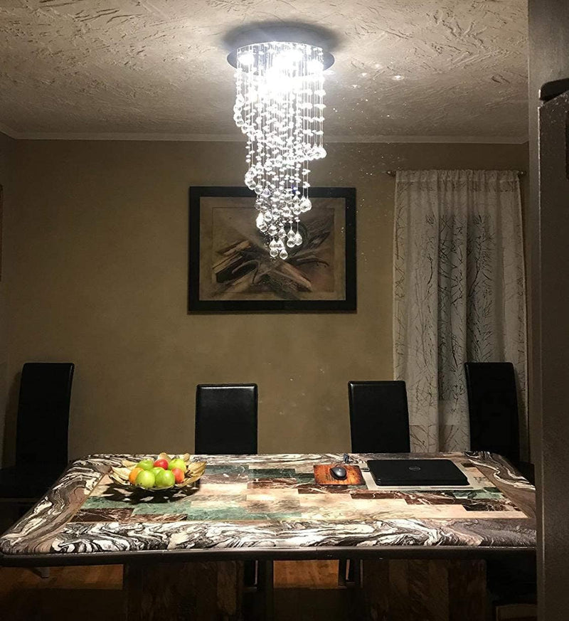 Elegant Spiral Crystal Chandelier Lights Clear K9 Raindrop