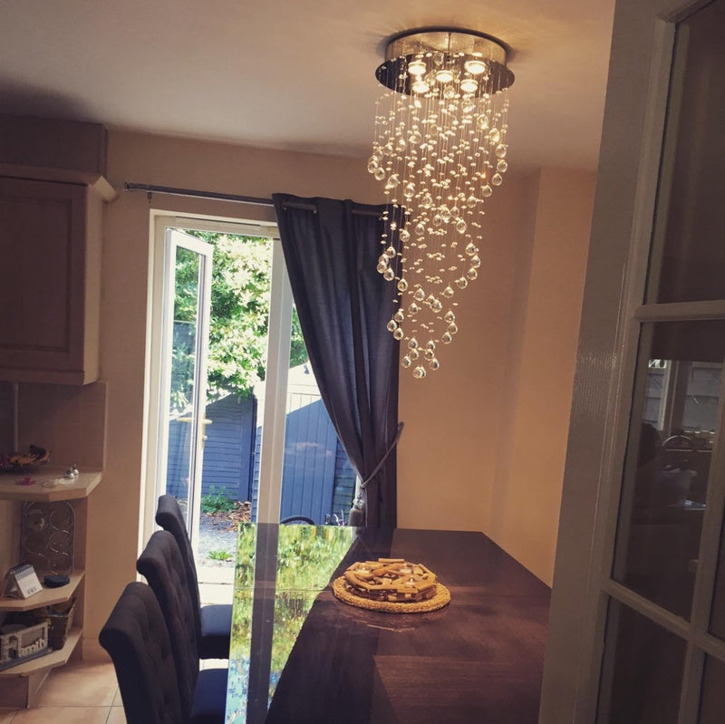 Elegant Spiral Crystal Chandelier Lights Clear K9 Raindrop