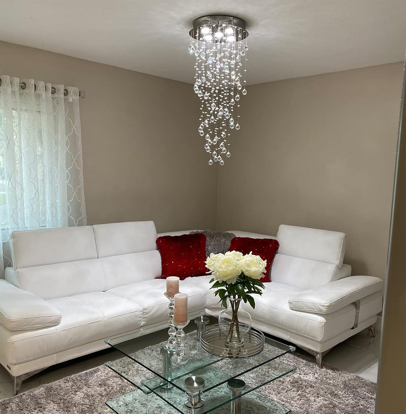 Elegant Spiral Crystal Chandelier Lights Clear K9 Raindrop