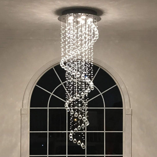 Elegant Spiral Crystal Chandelier Lights Clear K9 Raindrop