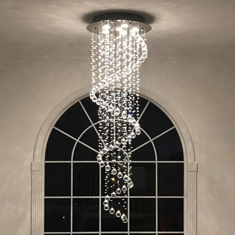 Elegant Spiral Crystal Chandelier Lights Clear K9 Raindrop