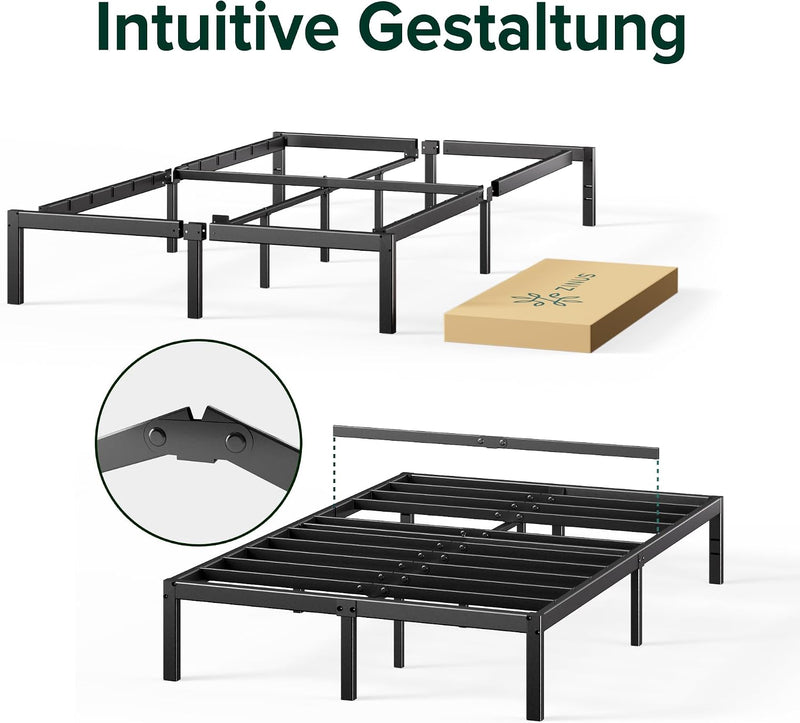Elias Metal Platform Bed Frame 36CM High Headboard