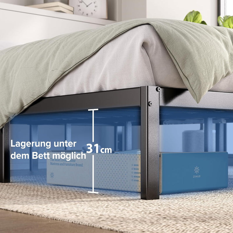 Elias Metal Platform Bed Frame 36CM High Headboard