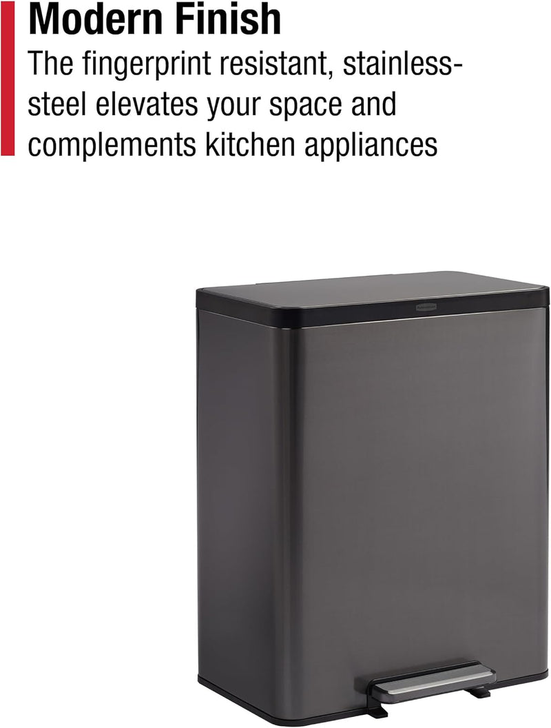 Elite Stainless Steel Metal Step-On Bin 60L