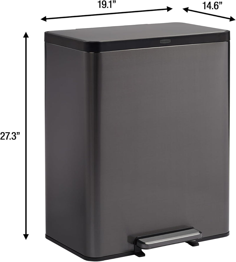 Elite Stainless Steel Metal Step-On Bin 60L