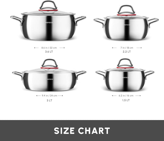 Emirgan 8-Piece Stainless Steel Pots Set Induction Hob