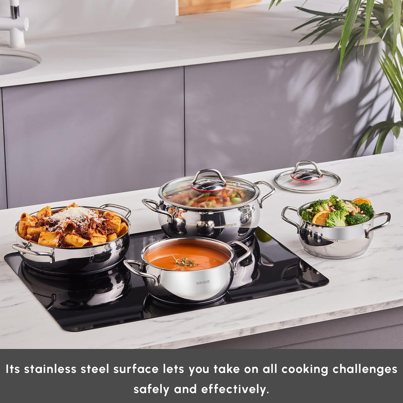 Emirgan 8-Piece Stainless Steel Pots Set Induction Hob