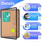 Enclosed Cork Bulletin Board Tamper-Proof Dispaly Case Aluminium