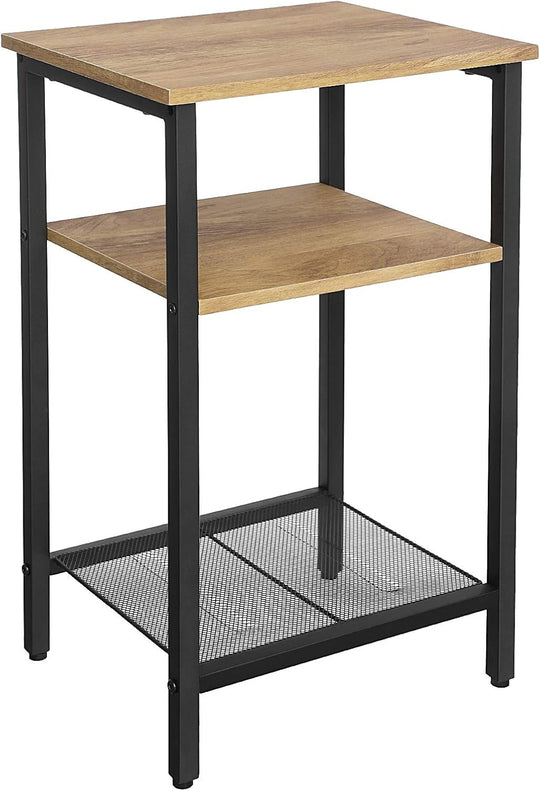 End Table Side and Nightstand with 3 Shelves