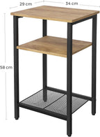 End Table Side and Nightstand with 3 Shelves