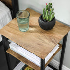 End Table Side and Nightstand with 3 Shelves