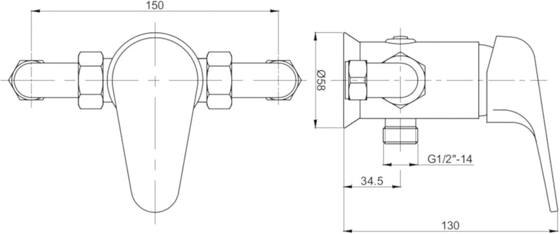 Bromley Wall Mounted Manual Exposed Shower Valve Chrome
