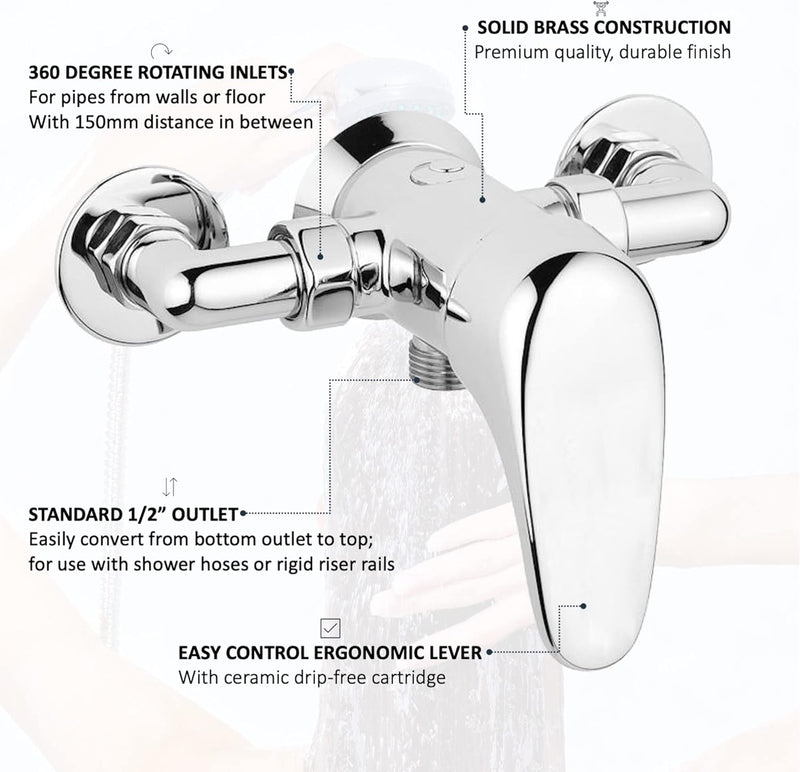 Bromley Wall Mounted Manual Exposed Shower Valve Chrome