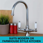 Enki Dorchester Brushed Nickel Dual Flow Kitchen Sink