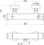 Enki Dune T33 Chrome Thermostatic Shower Mixer Bar