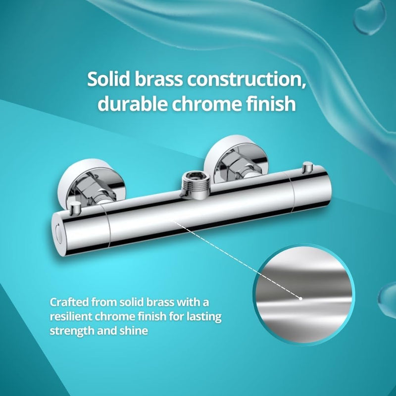 T33 Chrome Thermostatic Shower Mixer Bar Valve