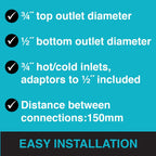 Enki Dune T33 Chrome Thermostatic Shower Mixer Bar
