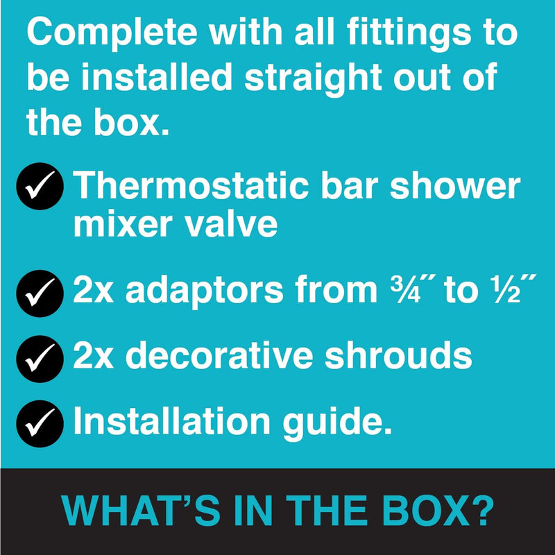 T33 Chrome Thermostatic Shower Mixer Bar Valve