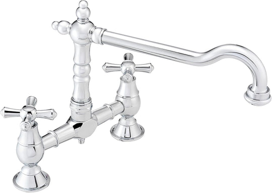 Langley Brushed Nickel Traditional Bridge Kitchen Sink Mixer