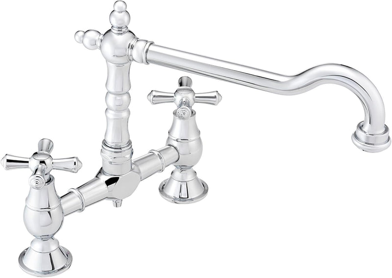 Langley Brushed Nickel Traditional Bridge Kitchen Sink Mixer