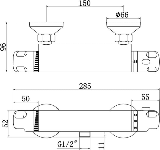 T30 Wall Mounted Valve 1 2" Outlet Thermostatic