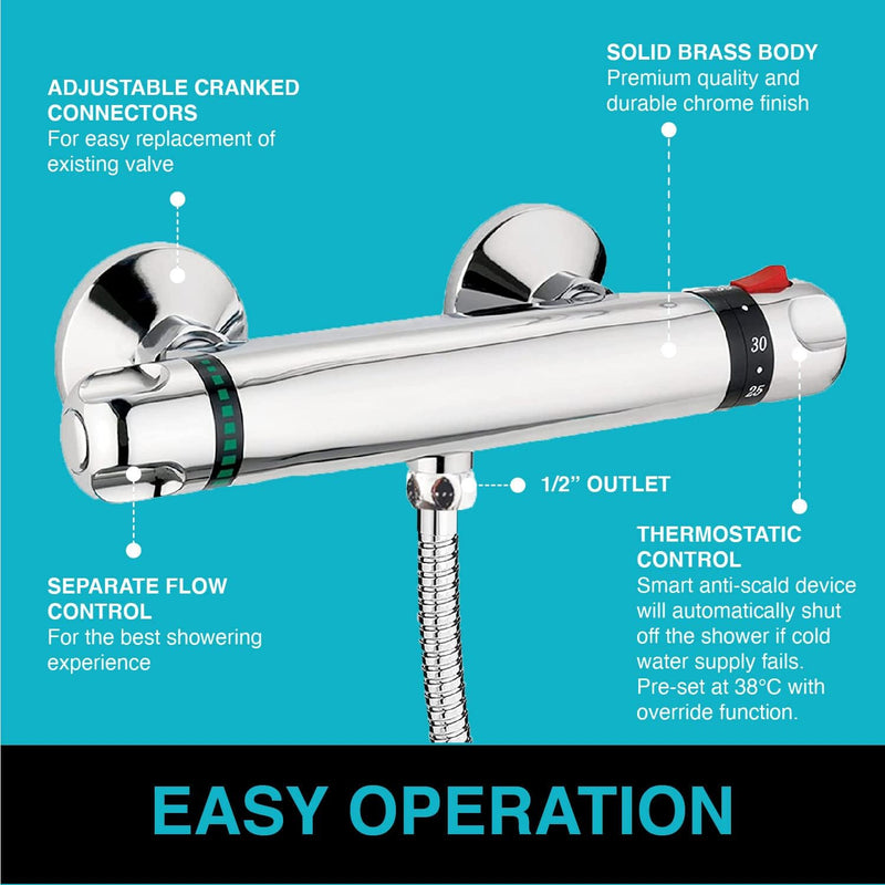 T30 Wall Mounted Valve 1 2" Outlet Thermostatic