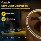 Ensenior Ceiling Fans with Lights and Remote 50CM
