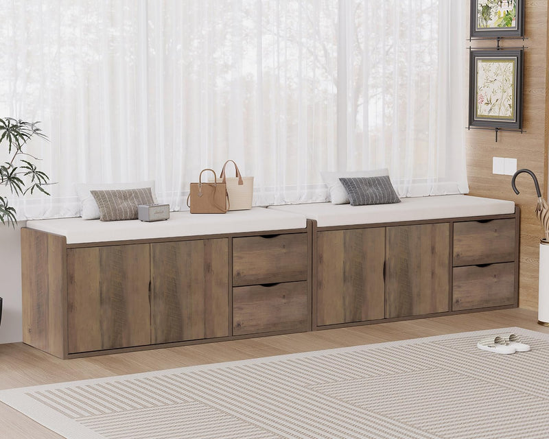 Entryway Bench with Storage 100CM Padded Cushioned
