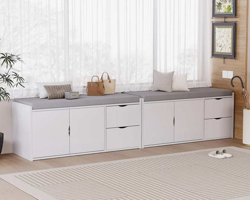 Entryway Bench with Storage 100CM Padded Cushioned