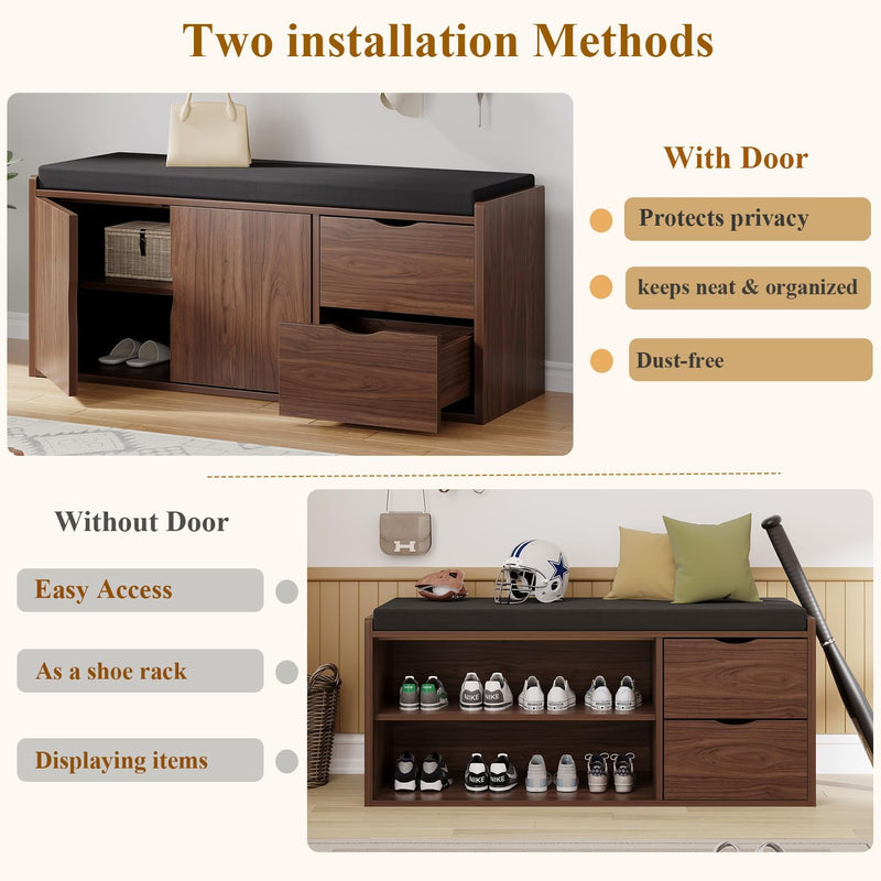 Entryway Bench with Storage 100CM Padded Cushioned