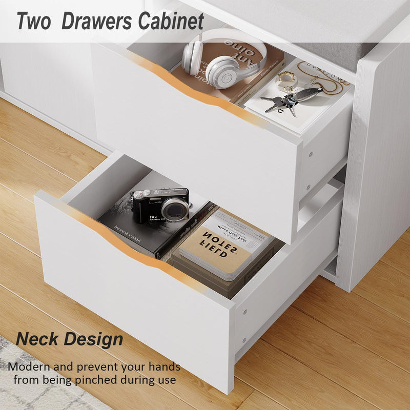 Entryway Bench with Storage 100CM Padded Cushioned