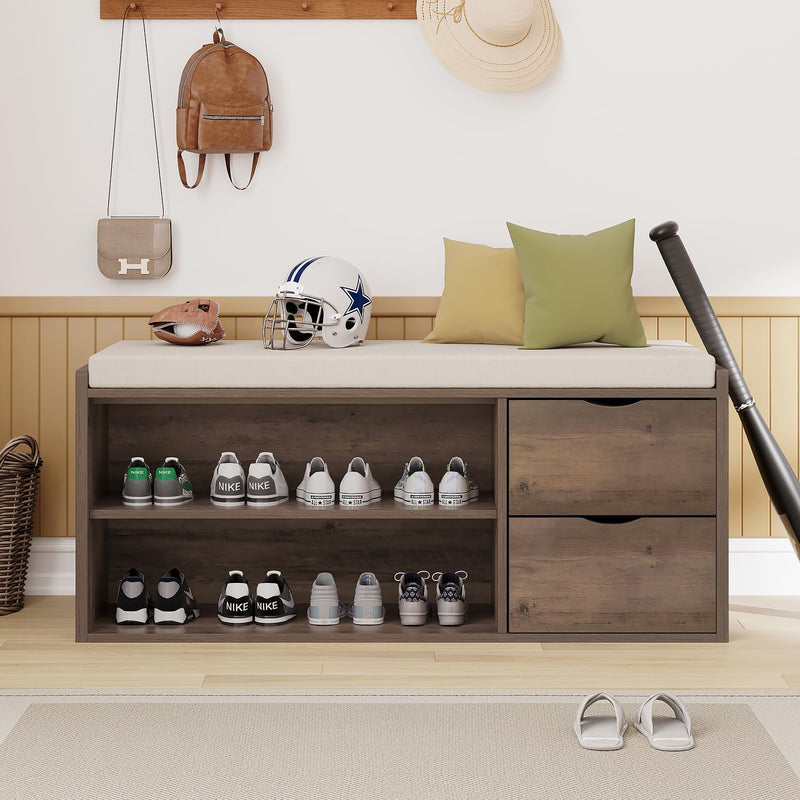 Entryway Bench with Storage 100CM Padded Cushioned