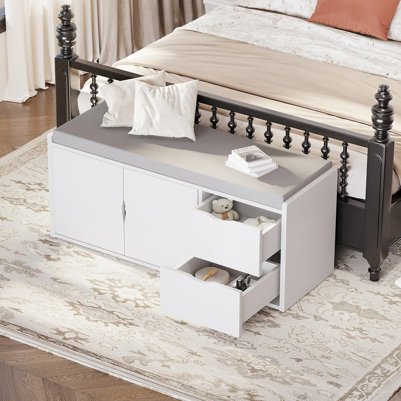 Entryway Bench with Storage 100CM Padded Cushioned