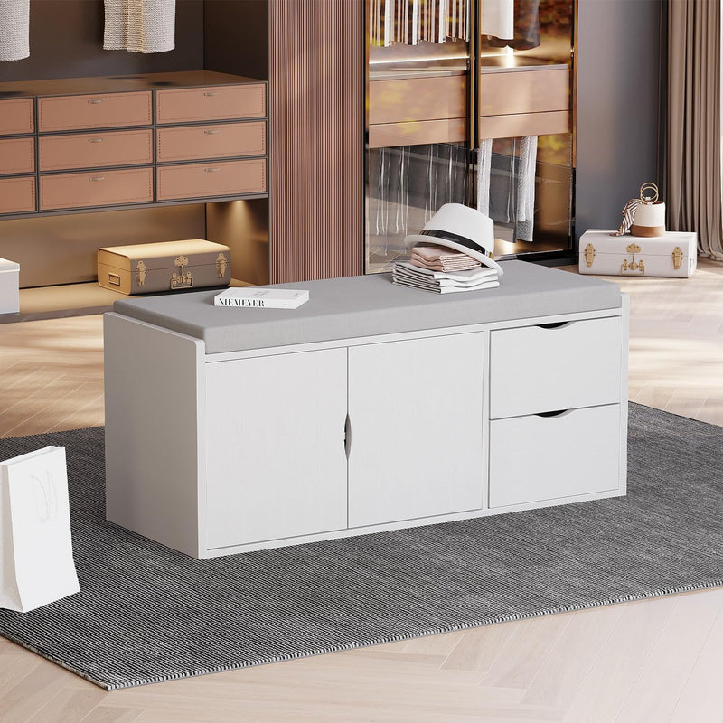 Entryway Bench with Storage 100CM Padded Cushioned