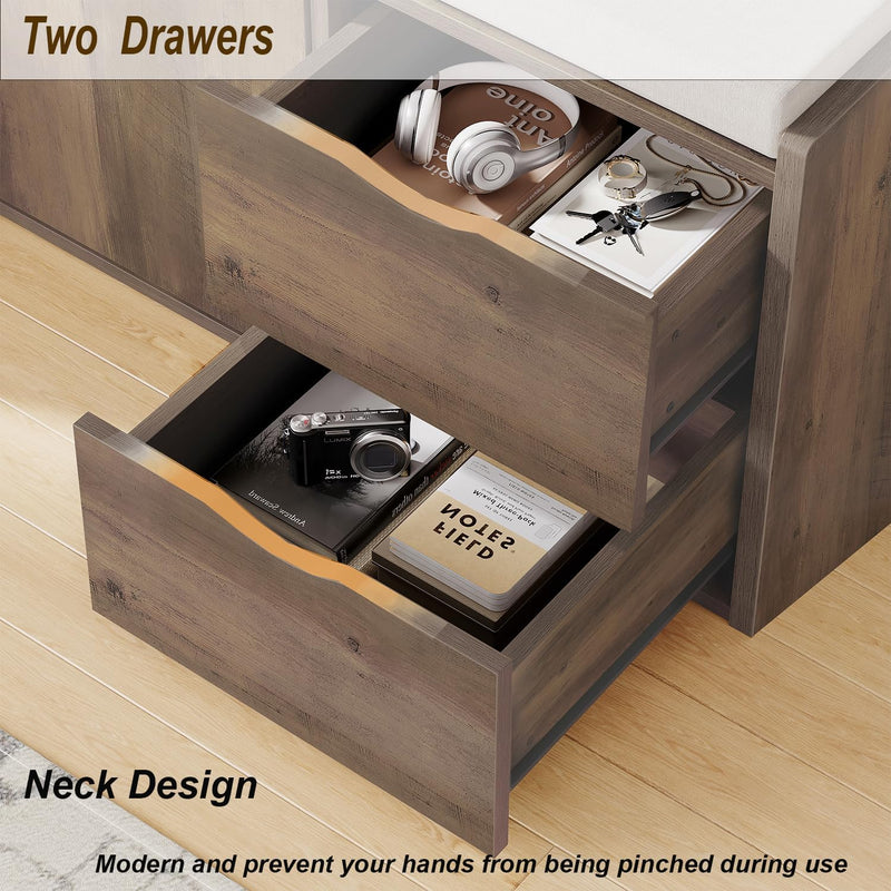 Entryway Bench with Storage 100CM Padded Cushioned
