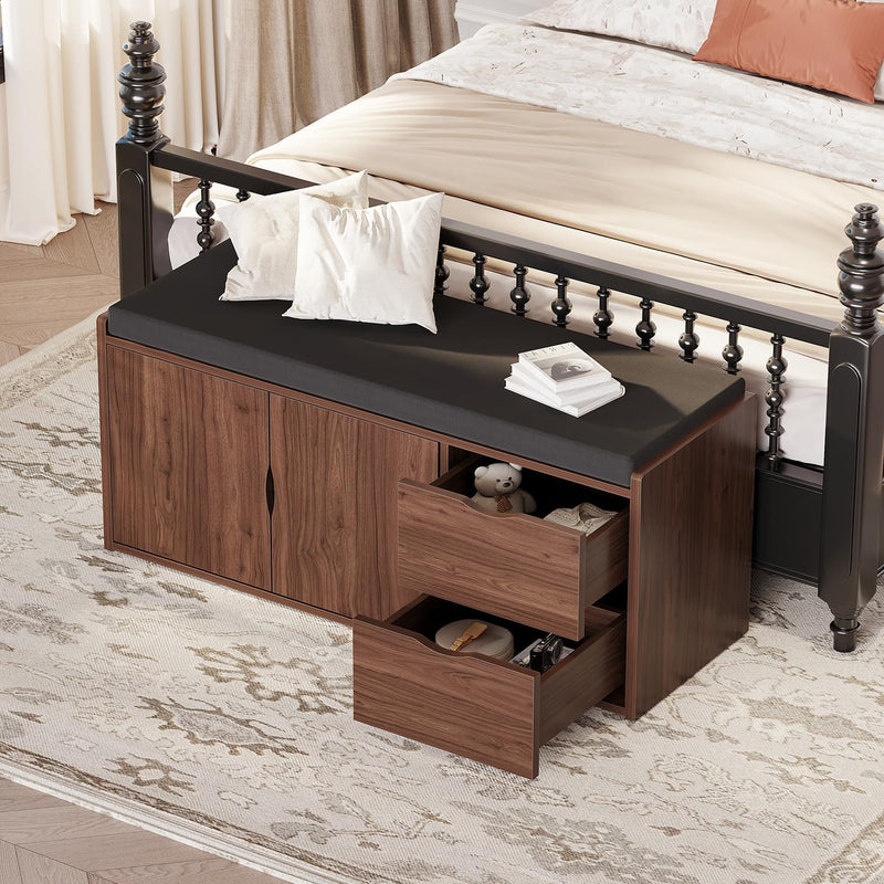 Entryway Bench with Storage 100CM Padded Cushioned
