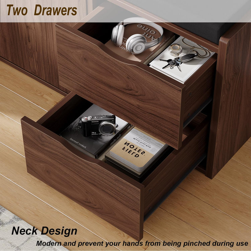 Entryway Bench with Storage 100CM Padded Cushioned